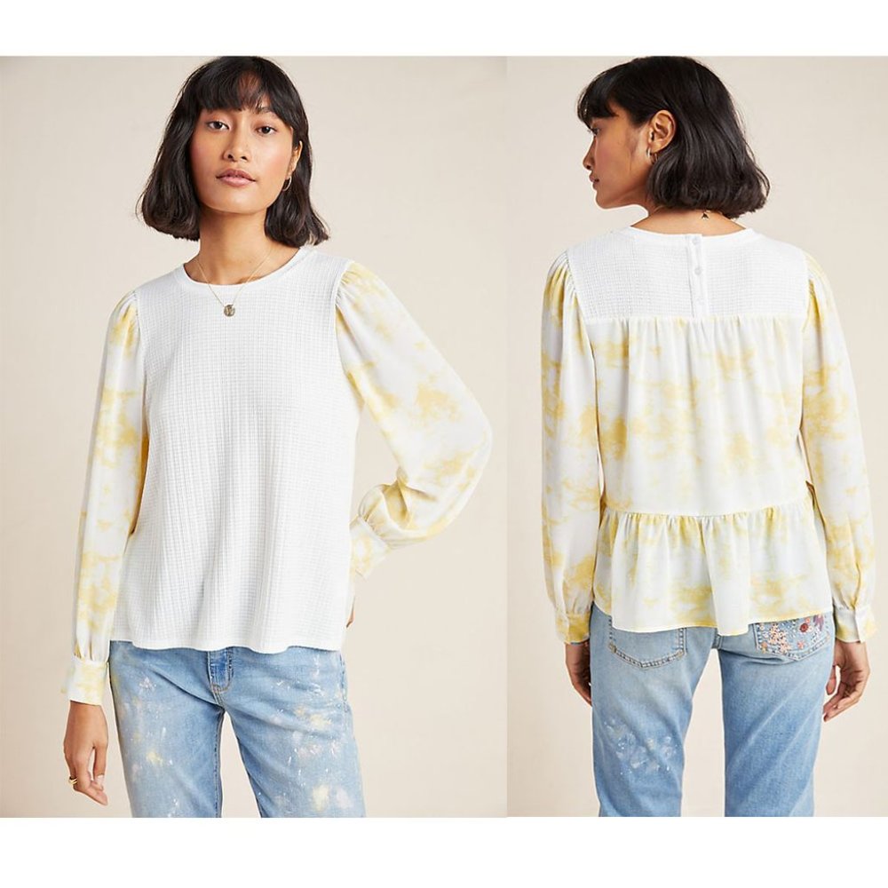 Anthropologie Arden Tie-Dyed Pullover in Cream M - Picture 2 of 7
